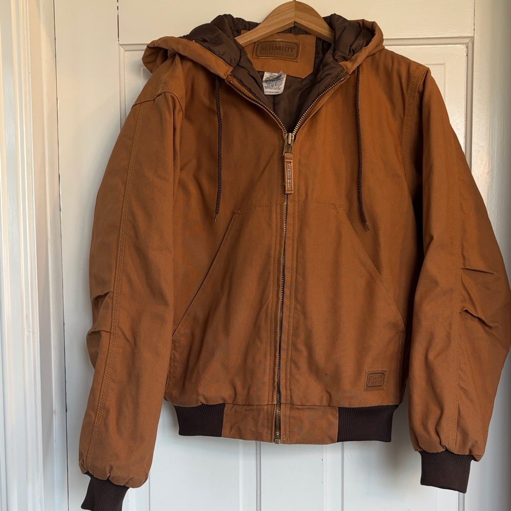 Men's Hooded Schmidt Work Jacket - Brown Size Small